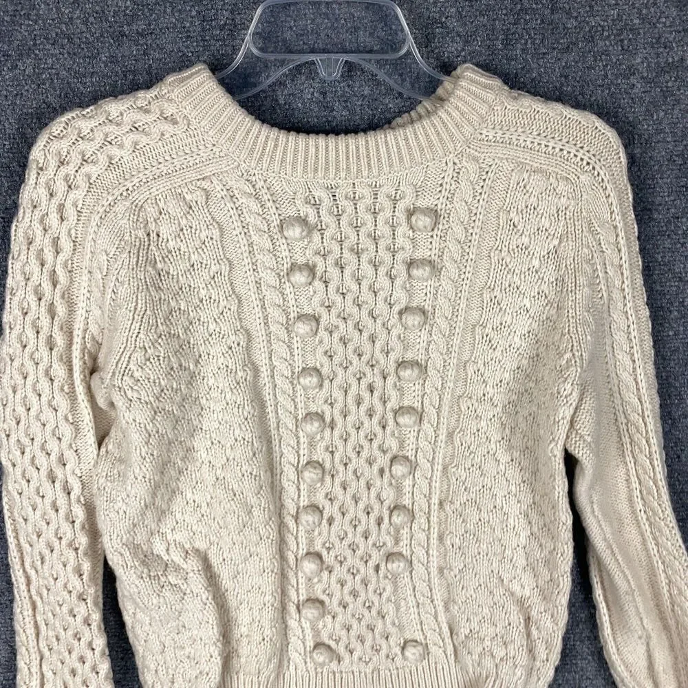 J Crew Sweater Women's Small Nylon Lambs Wool Pullover Knit Beige‎ S